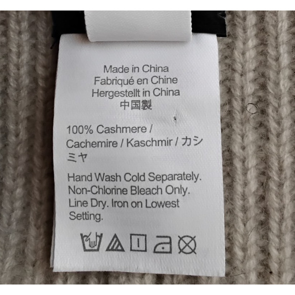 J. Crew Cashmere Rib-Knit Beanie One Size Oatmeal Beige 100% Fold-Over #J5576 main image 8